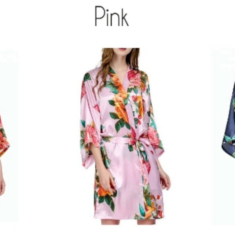 Satin Kimono Style Floral Robe